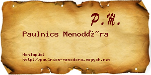 Paulnics Menodóra névjegykártya
